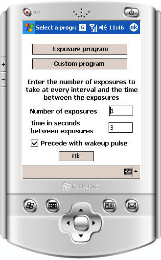 Setting up the intervalometer program