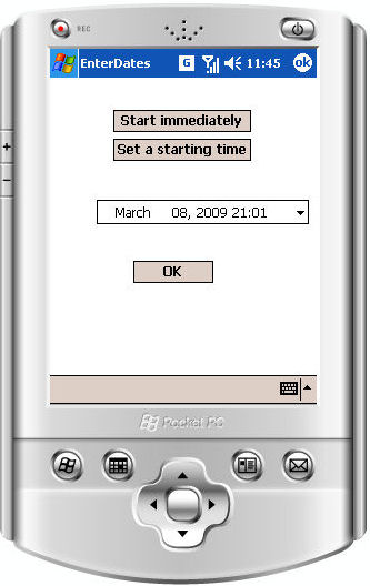 Setting up the intervalometer start time
