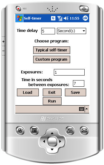 Setting up the self-timer